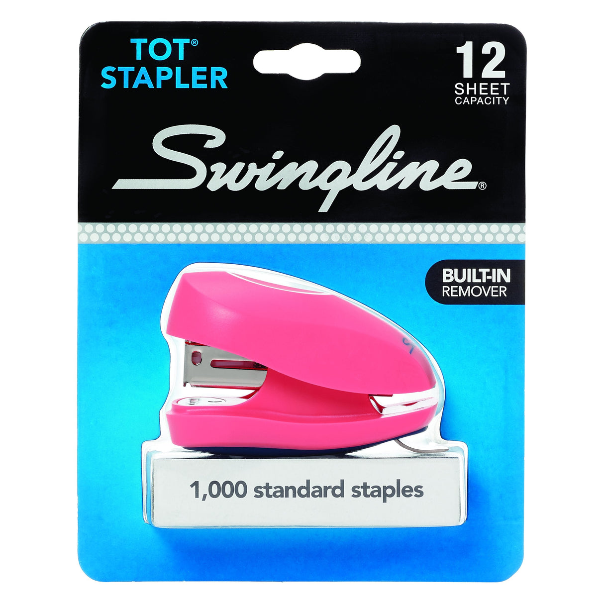 Swingline Tot Stapler - 12-Sheet Capacity, Built-in Staple Remover, Assorted Colors