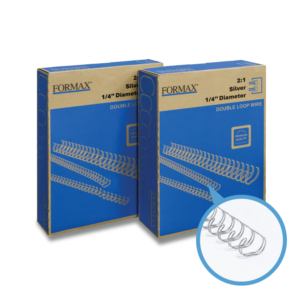 Formax Silver ReadyWire, Letter Size, Double-Loop, Pitch 3:1 (1/4″ to 1/2″) & 2:1 (1/4″ to 1-1/4″) Binding Wire