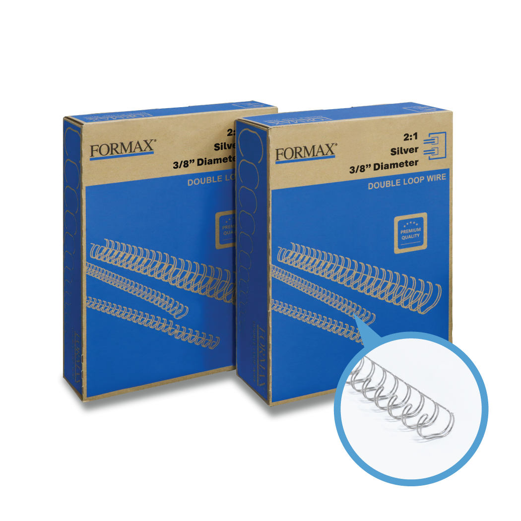 Formax Silver ReadyWire, Letter Size, Double-Loop, Pitch 3:1 (1/4″ to 1/2″) & 2:1 (1/4″ to 1-1/4″) Binding Wire