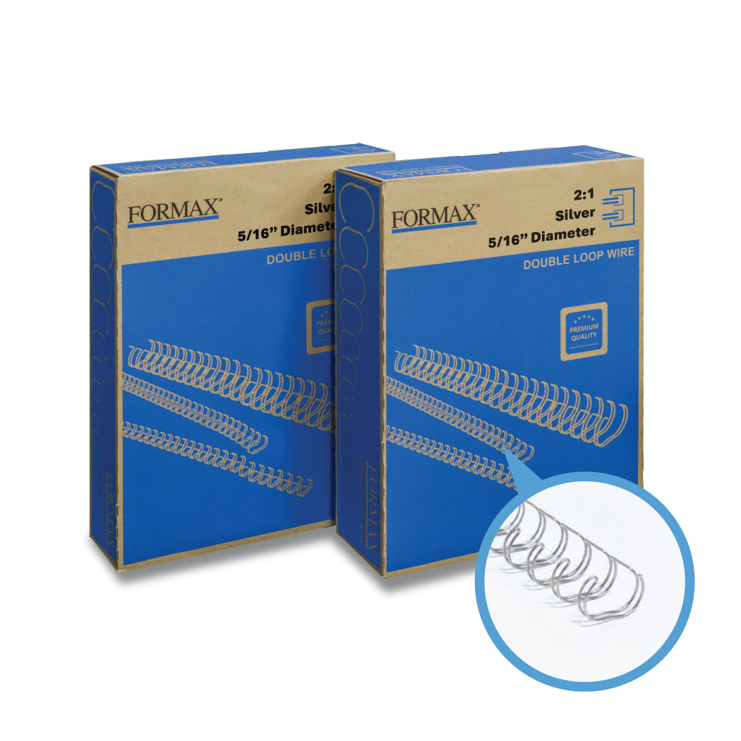 Formax Silver ReadyWire, Letter Size, Double-Loop, Pitch 3:1 (1/4″ to 1/2″) & 2:1 (1/4″ to 1-1/4″) Binding Wire