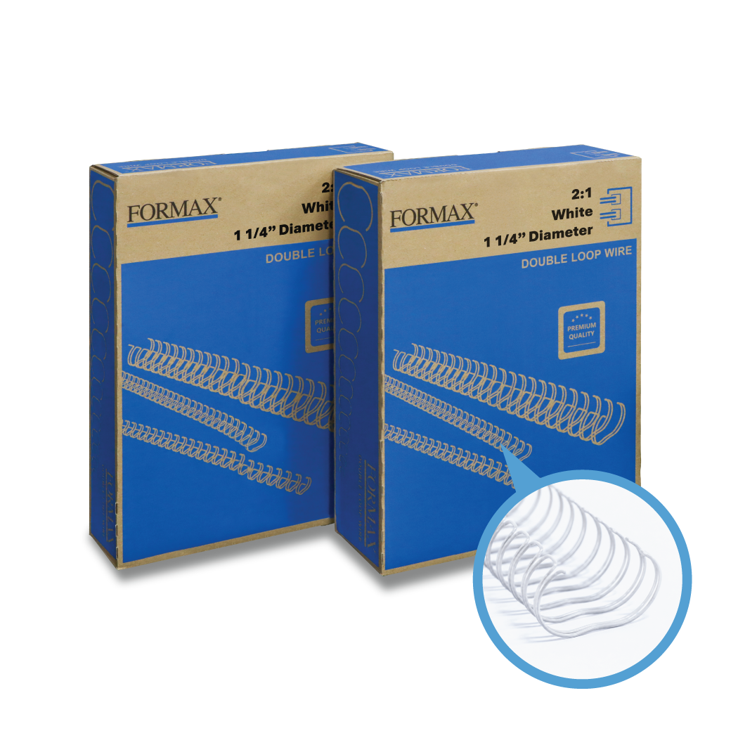 Formax White ReadyWire, Letter Size, Double-Loop, Pitch 3:1 (1/4″ to 1/2″) & 2:1 (1/4″ to 1-1/4″) Binding Wire