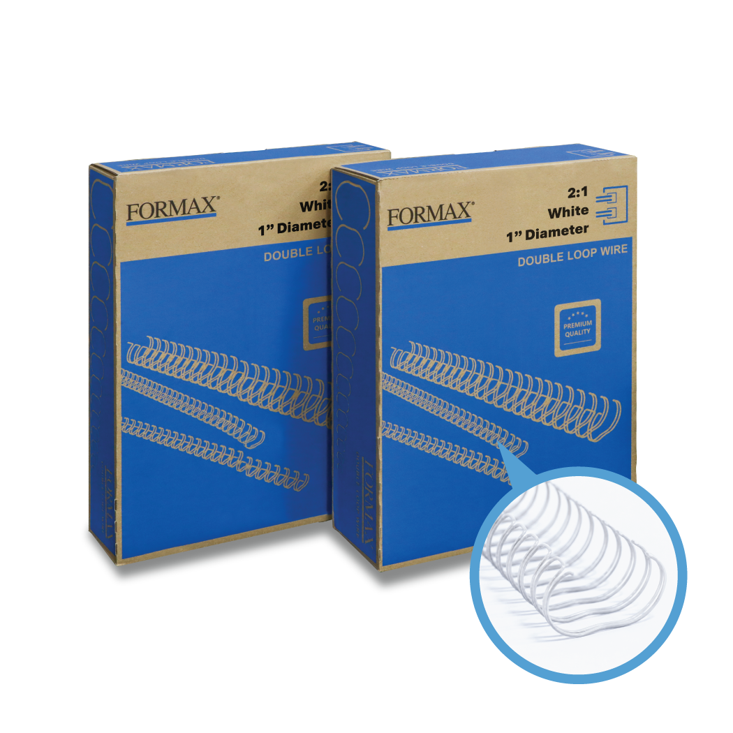 Formax White ReadyWire, Letter Size, Double-Loop, Pitch 3:1 (1/4″ to 1/2″) & 2:1 (1/4″ to 1-1/4″) Binding Wire