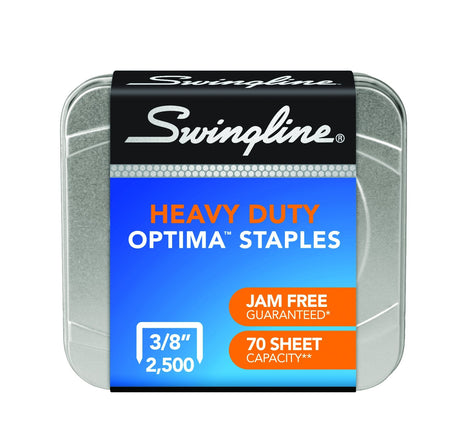 Swingline Optima High Capacity Staples, 3/8" Leg, 125/Strip, 2,500/Box