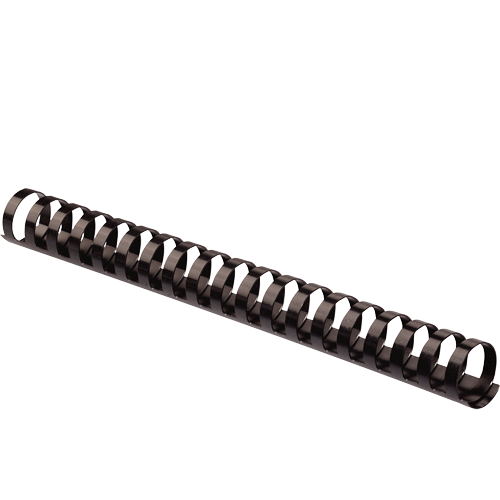 Fellowes Black Plastic Combs - Rounded Back, 1", 200 Sheet Capacity, Pack of 50