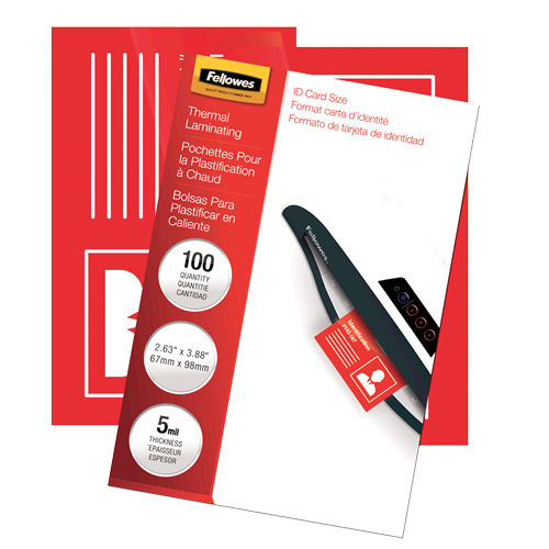 Fellowes GlossyPouches - ID Tag Unpunched, 5 mil Thickness, Pack of 100