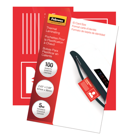 Fellowes GlossyPouches - ID Tag Unpunched, 5 mil Thickness, Pack of 100
