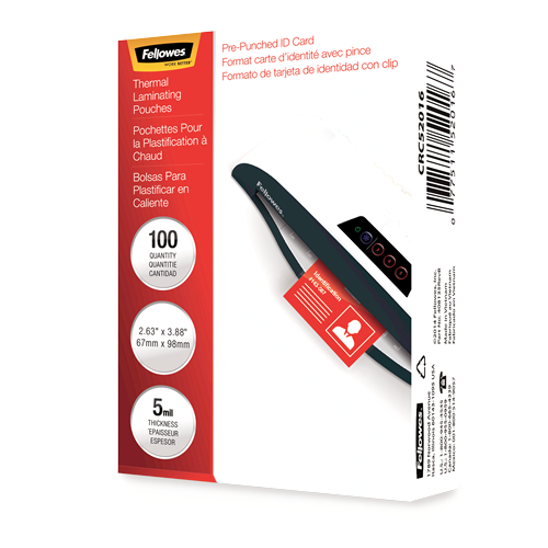 Fellowes Glossy Pouches - ID Tag Perforated, 5 mil, 100 pack