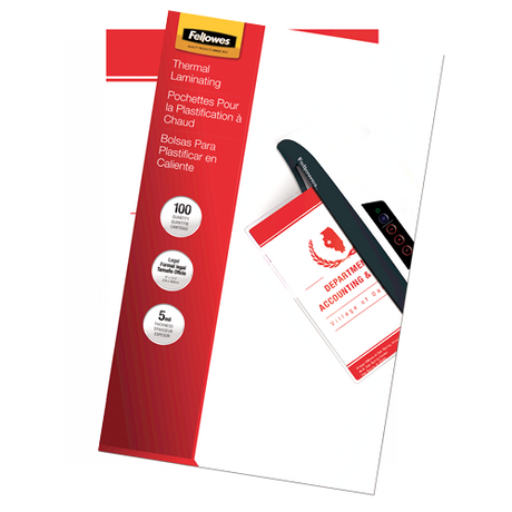 Fellowes Glossy Pouches - Lawful, 5 mil, 100 pack