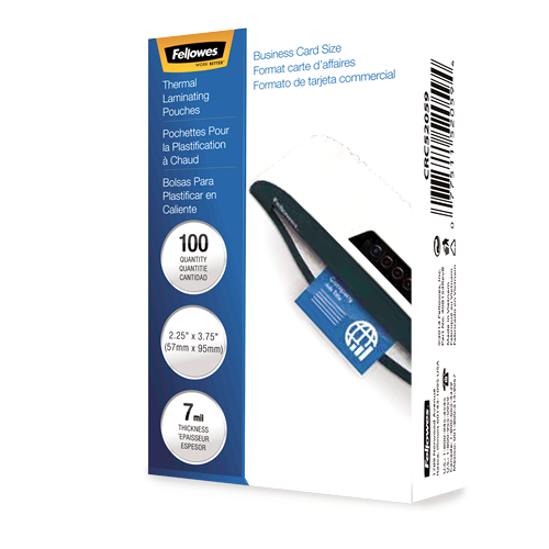 Fellowes Glossy Pouches - Business Card, 7 mil, 100 pack