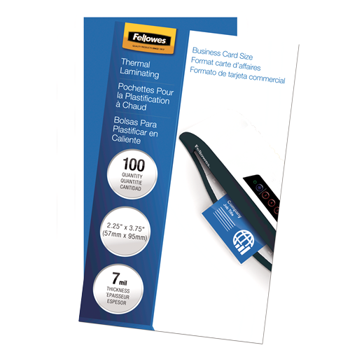 Fellowes Glossy Pouches - Business Card, 7 mil, 100 pack