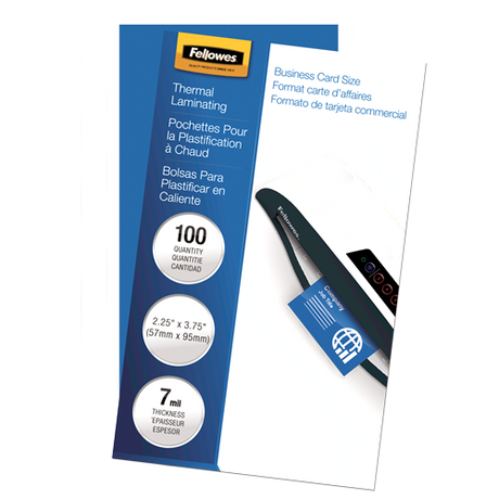 Fellowes Glossy Pouches - Business Card, 7 mil, 100 pack