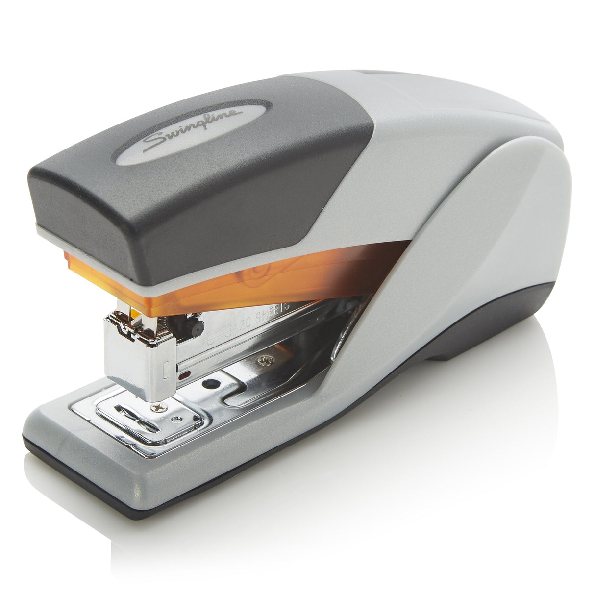 Swingline Optima 25 Compact Stapler, 25 Sheets, Gray/Orange