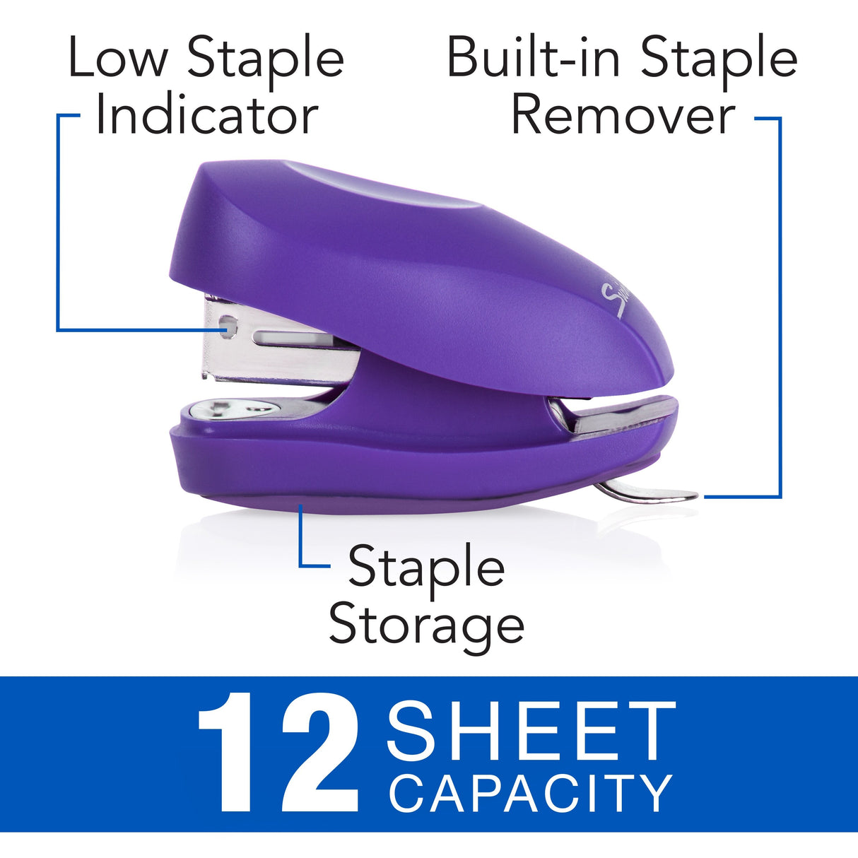 Swingline Tot Stapler, Purple - 12 Sheet Capacity