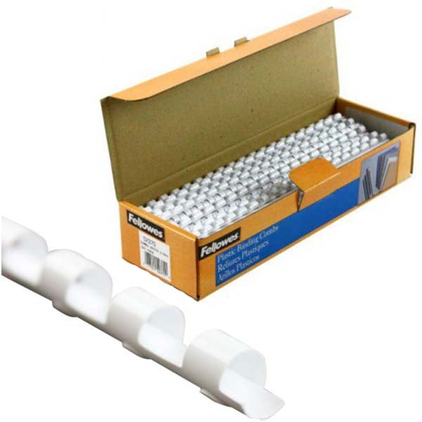 Fellowes Premium 1/4" White Plastic Binding Combs - 100pk