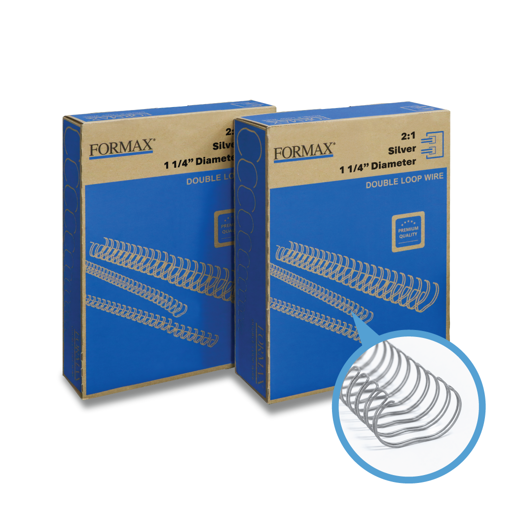 Formax Silver ReadyWire, Letter Size, Double-Loop, Pitch 3:1 (1/4″ to 1/2″) & 2:1 (1/4″ to 1-1/4″) Binding Wire