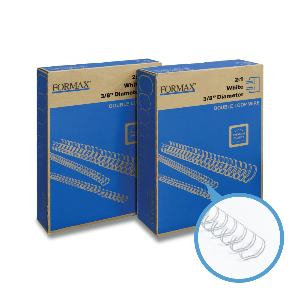 Formax White ReadyWire, Letter Size, Double-Loop, Pitch 3:1 (1/4″ to 1/2″) & 2:1 (1/4″ to 1-1/4″) Binding Wire