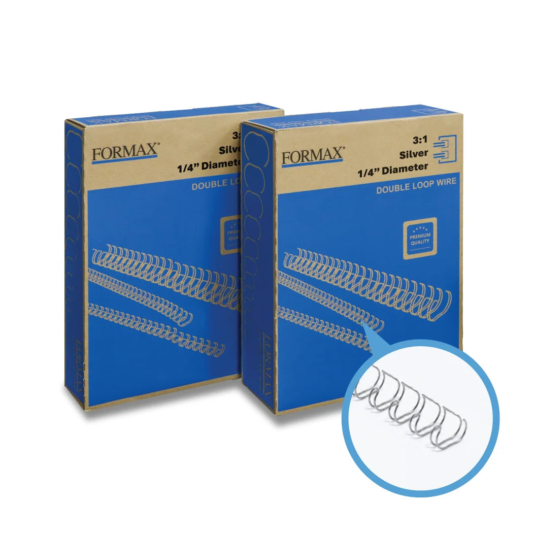 Formax Silver ReadyWire, Letter Size, Double-Loop, Pitch 3:1 (1/4″ to 1/2″) & 2:1 (1/4″ to 1-1/4″) Binding Wire