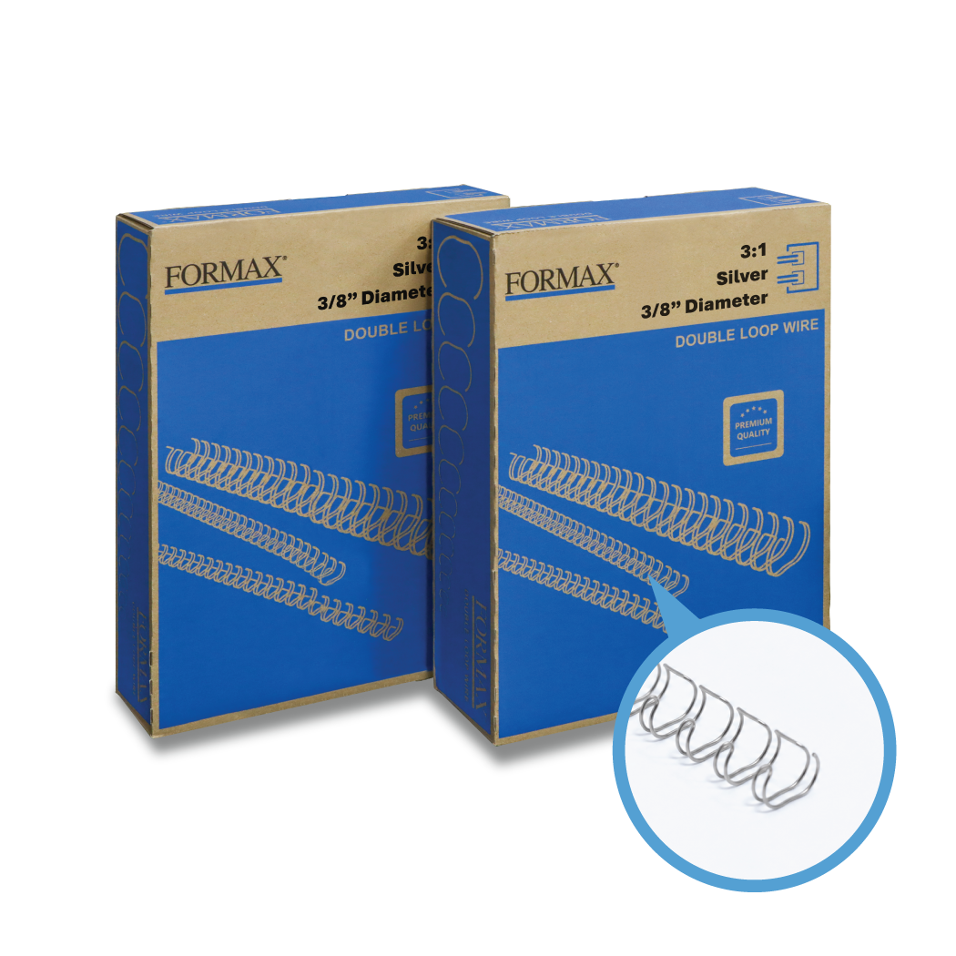 Formax Silver ReadyWire, Letter Size, Double-Loop, Pitch 3:1 (1/4″ to 1/2″) & 2:1 (1/4″ to 1-1/4″) Binding Wire