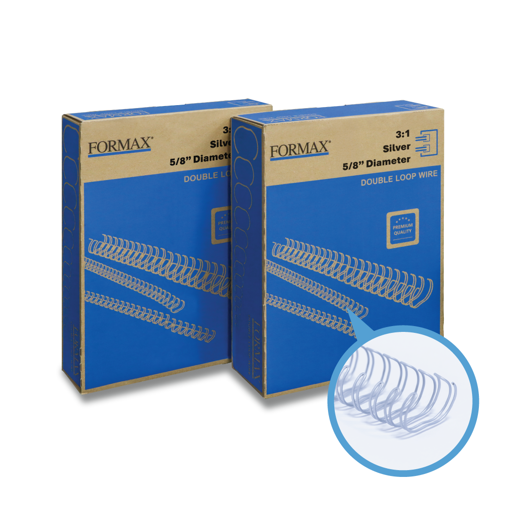 Formax Silver ReadyWire, Letter Size, Double-Loop, Pitch 3:1 (1/4″ to 1/2″) & 2:1 (1/4″ to 1-1/4″) Binding Wire