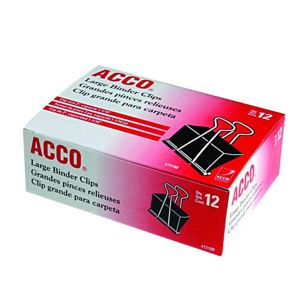 ACCO Large Binder Clips - Model: LBC-12 - Box of 12