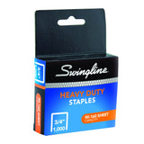 Swingline Premium Heavy Duty Staples, 3/4" Leg, 100 Per Strip, 1,000/Box