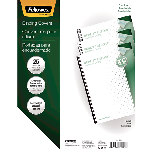 Fellowes Futura Presentation Covers Letter, Frosted 25 pack - Updated Edition