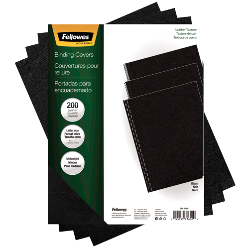 Fellowes Executive Binding Cover Letter, Midnight Black, 200 pack