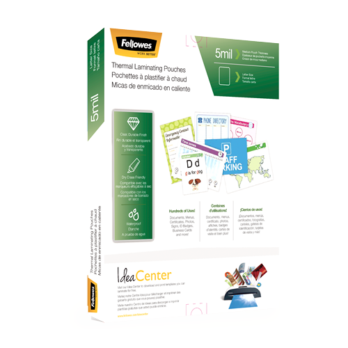 Fellowes Thermal Laminating Pouches - Letter Size, 5 mil Thickness, Pack of 200