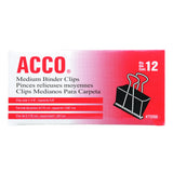 ACCO Binder Clips - Medium - 12 Pack