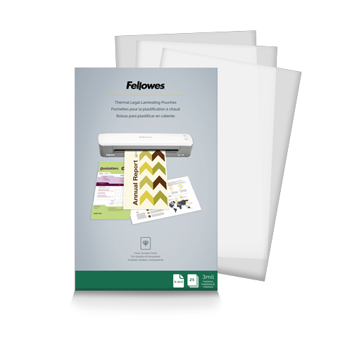 Fellowes Glossy Pouches - Lawful, 3 mil, Pack of 25