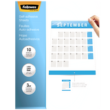 Fellowes Self-Adhesive Laminating Sheets, A4 Size, 3mil Thickness, Pack of 10