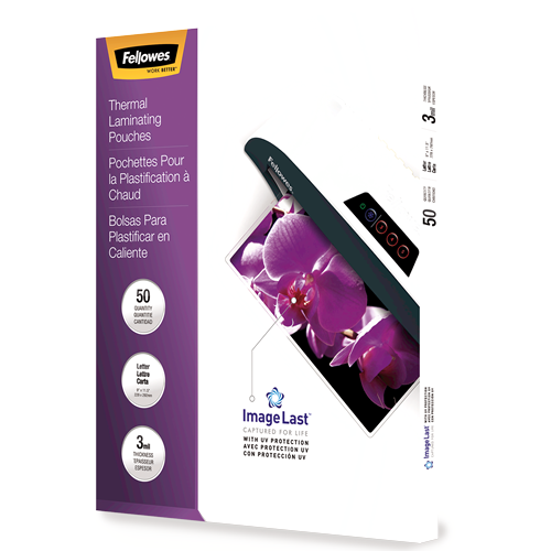 Fellowes Enhanced Thermal Laminating Pouches - ImageLast, No Jams, Letter Size, 3 mil Thickness, 50 Count Pack