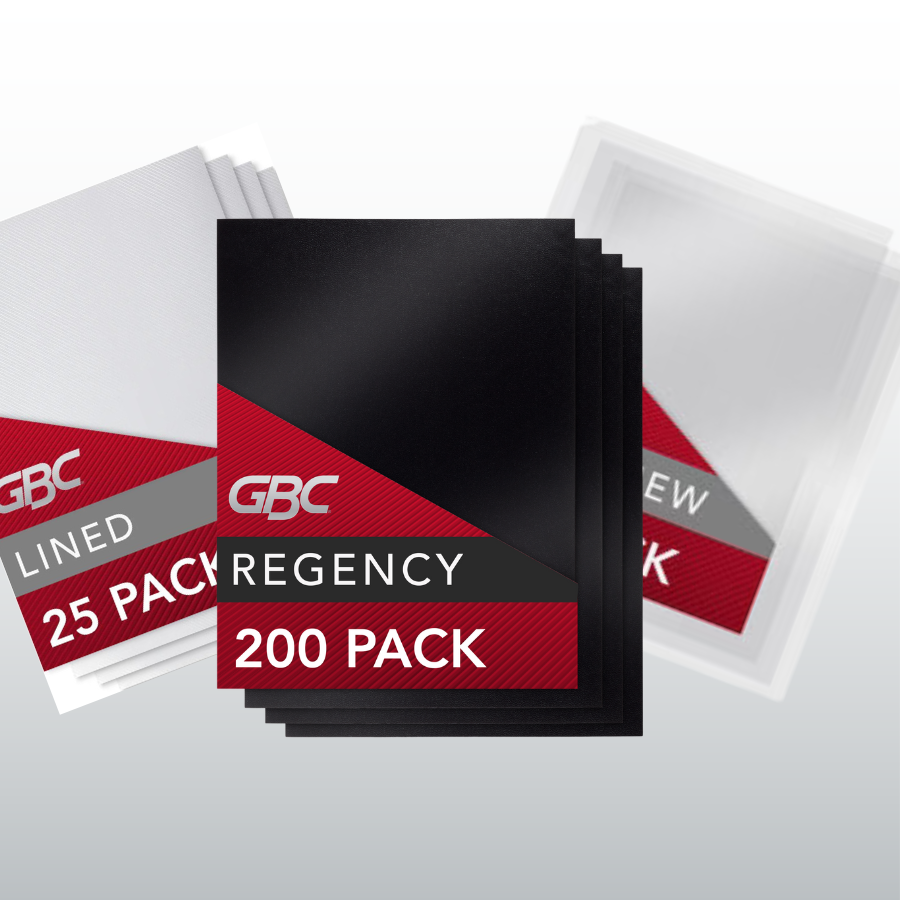 GBC Black Regency 8.5" x 11" Velobind Covers With Windows - 100 Sets