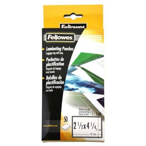 Fellowes 5mil Punched Luggage Tag Pouches With Loops 50-pack