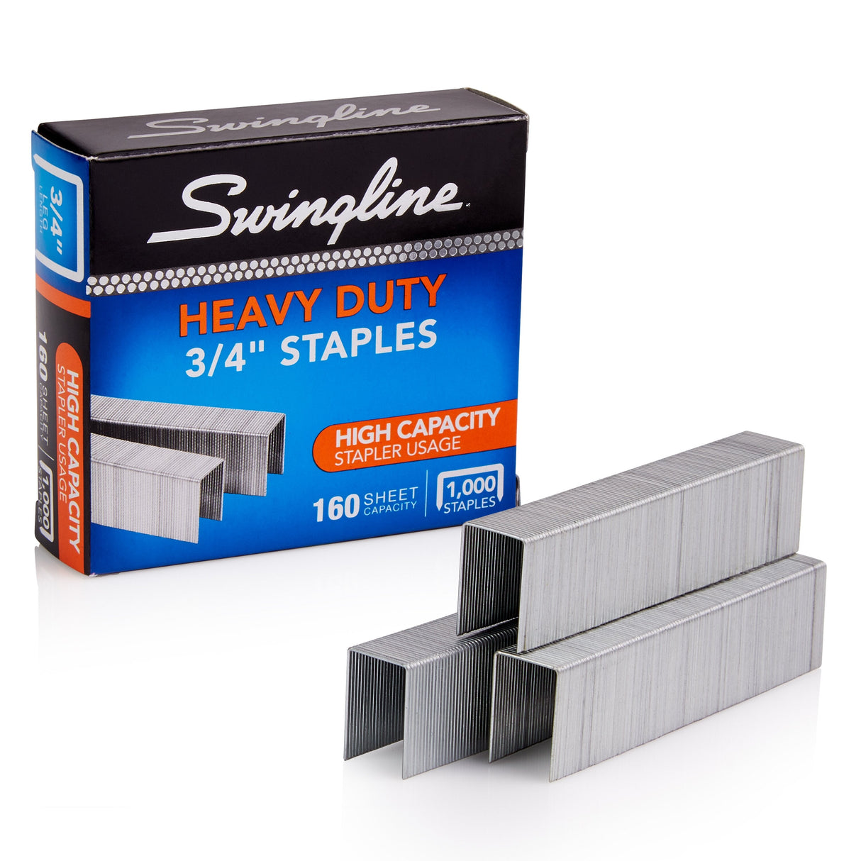 Swingline Premium Heavy Duty Staples, 3/4" Leg, 100 Per Strip, 1,000/Box