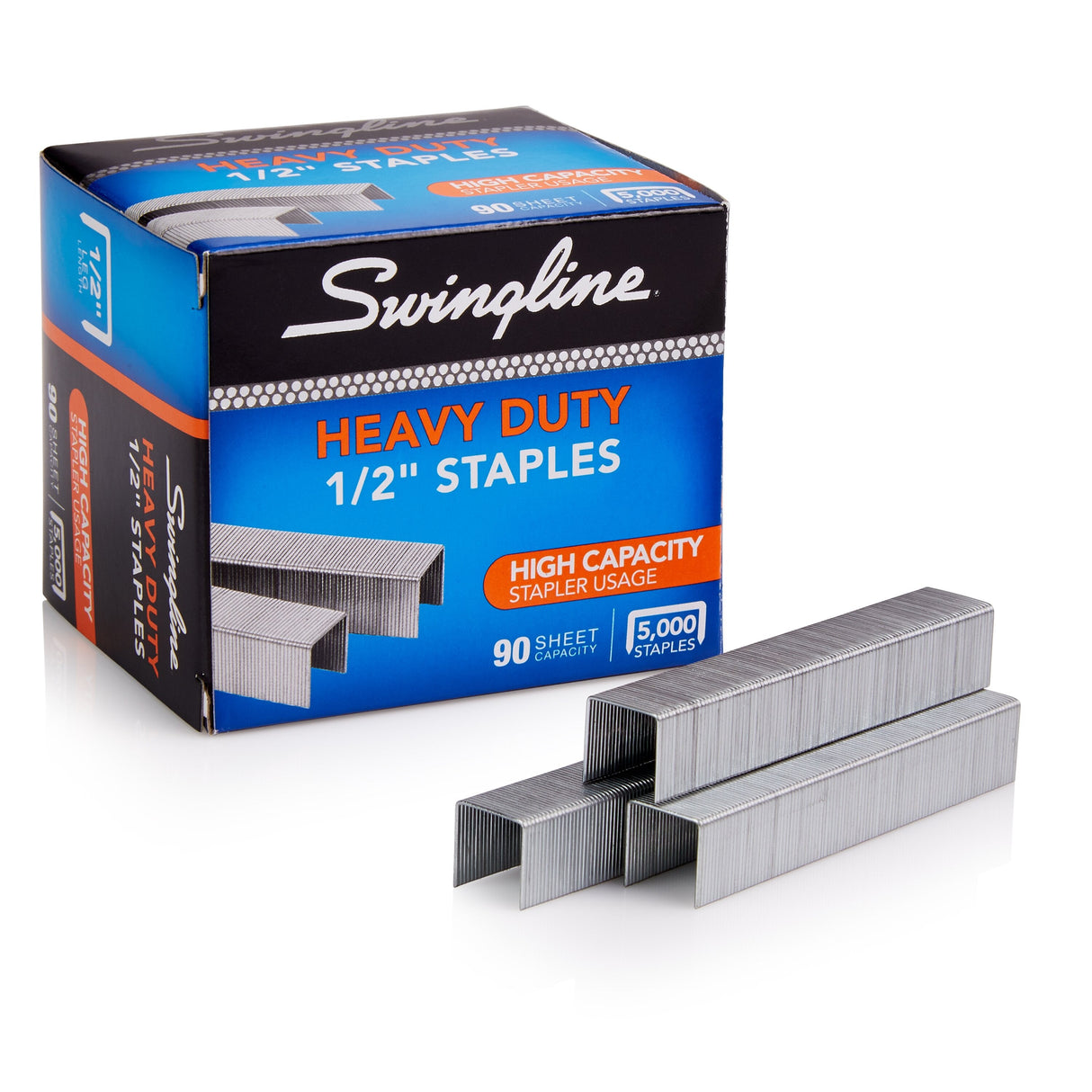 Swingline Heavy Duty Staples, 1/2" Leg Length, 5,000/Box