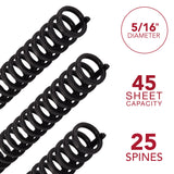 GBC ProClick Binding Spines 5/16" Black 25-Pack