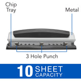 Swingline Precision Pro Desktop Punch, 2-3 Hole, Adjustable Centers, 10 Sheets