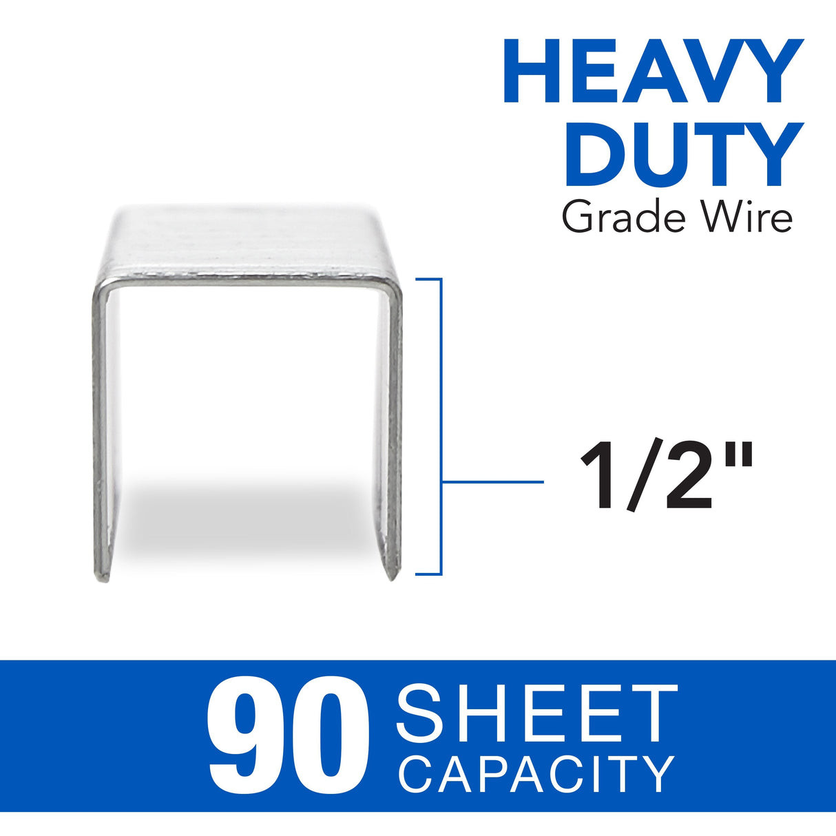 Swingline Premium Heavy Duty Staples, 1/2" Leg, 100 Per Strip, 1,000/Box