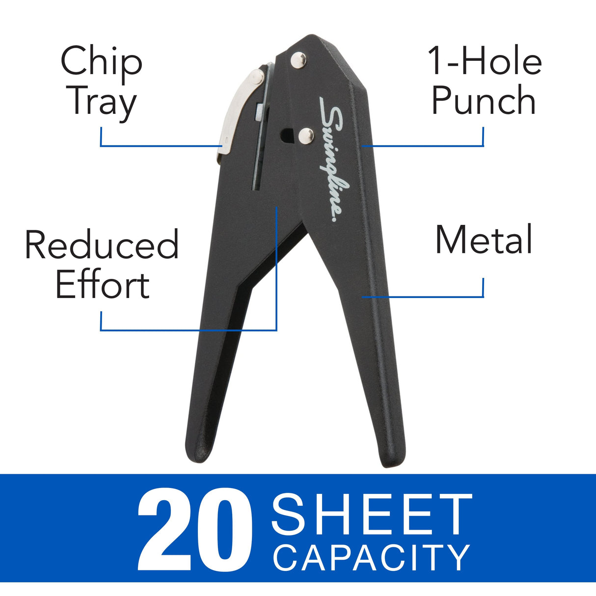 Swingline Low Force 1-Hole Punch, 20 Sheets - Efficient Office Tool