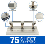 Swingline 3-Hole Heavy Duty Punch, Model HD-75, Antimicrobial, High Capacity