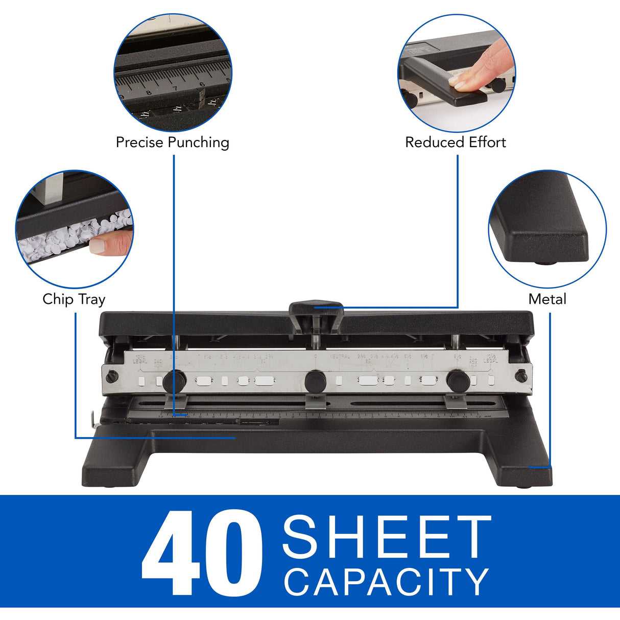 Swingline Heavy Duty Punch, Model 2-7H, A4, 40 Sheets