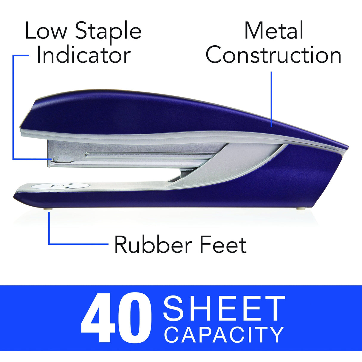 NeXXt Series Style Metal Stapler, 40-Sheet Capacity, Blue NeXXt Series Style Metal Stapler, 40-Sheet Capacity, Blue